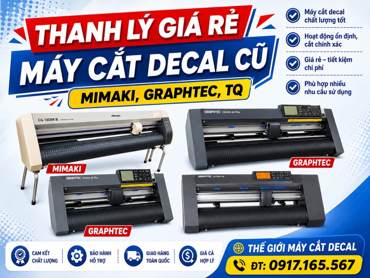 Thanh lý lô máy cắt decal cũ giá rẻ Mimaki, Graphtec, TQ