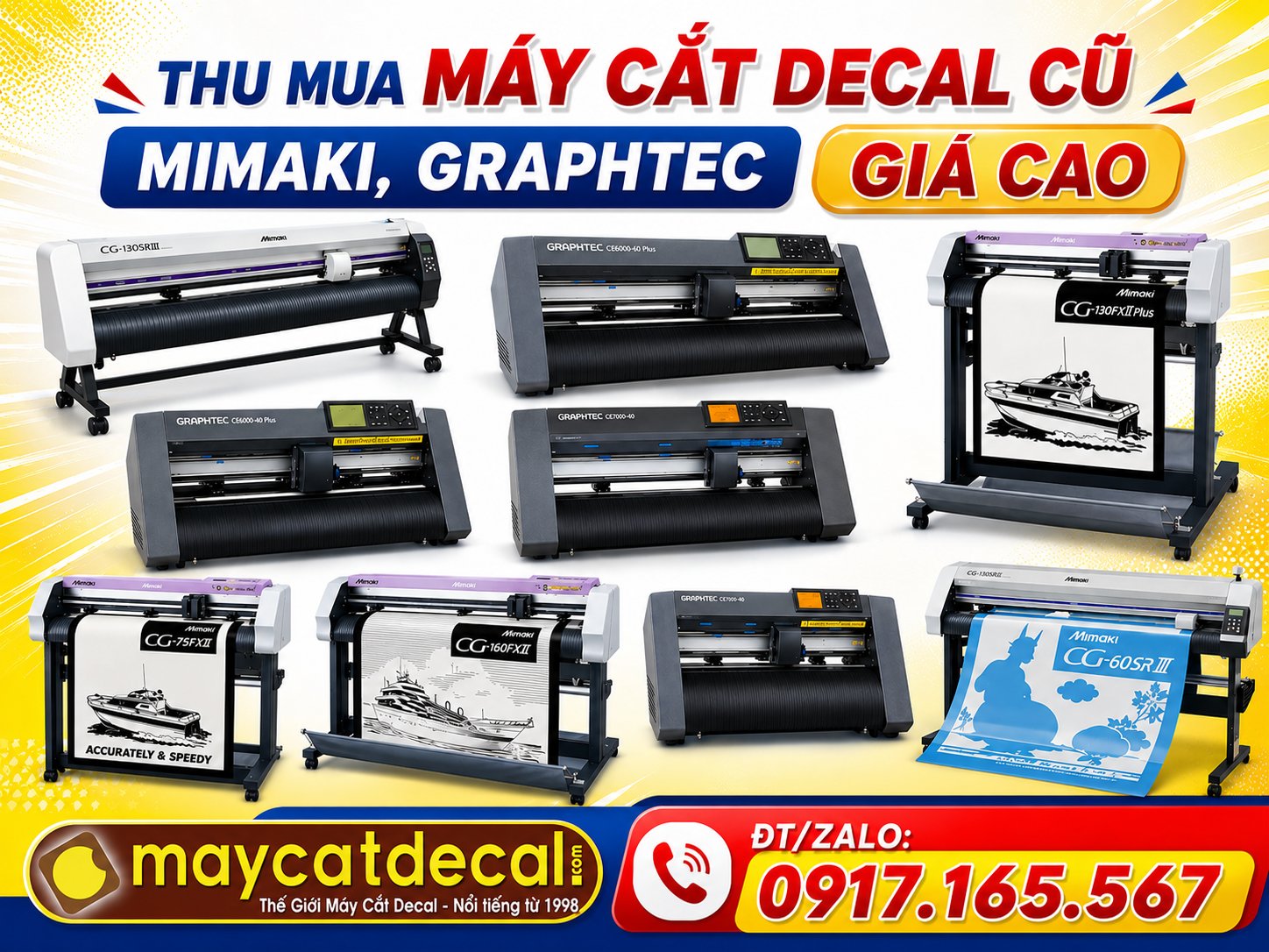Thu mua máy cắt decal cũ Mimaki, Graphtec đã qua sử dụng Giá Cao